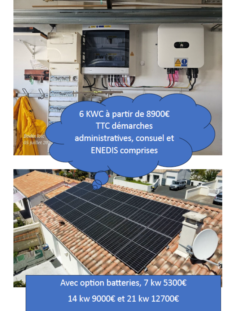 pose panneaux photovoltaïques et batterie de stockage électricien Royan Saintes Saujon Loïc Bodin